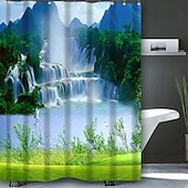 cheap Shower Curtains-Shower Curtain with Hooks 180cm*180cm(70&quot;*70&quot;) Polyester Washable Waterproof Landscape Waterfall Pattern