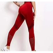 cheap Yoga Leggings &amp; Tights-Women&#039;s Running Tights Leggings Compression Pants Mesh High Waist Base Layer Sports &amp; Outdoor Athletic Winter Tummy Control Butt Lift Quick Dry Fitness Gym Workout Running Sportswear Activewear Solid