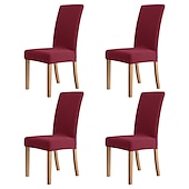 levne Potah na jídelní židli-4 ks voděodolné potahy na jídelní židle bordó vysoký potah na židle žakárový spandex potahy na židle potahy na sedáky s gumičkou do jídelny svatební obřad banket