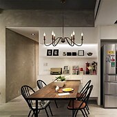 abordables Luces colgantes-Lámpara colgante led de 88 cm 6 luces estilo vela hierro industrial para comedor, salón, cocina negro moderno tradicional/clásico 220-240v