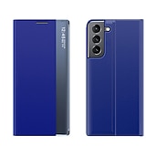 economico Cover Samsung-Custodia per telefono per Samsung Galaxy S24 S23 S22 S21 Ultra Plus A72 S25 Ultra Custodia a corpo intero Auto Sleep  Wake Up Flip magnetico con supporto di colore solido TPU PU