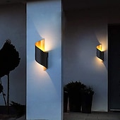 economico applique da esterno-15w applique da parete per esterni resistente alle intemperie 10.9in lampada da parete a led moderna di grandi dimensioni oro nero / oro bianco lampada da parete in alluminio pressofuso per portico