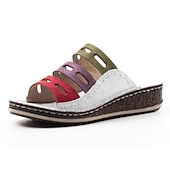 cheap Comfort Sandals-Colorful Women&#039;s Open-Toe Wedge Sandals with Cut-Out Design for Boho Summer and Casual Wear