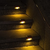 economico Illuminazione vialetto-4pcs luci per gradini solari per esterni luci per scale a led impermeabili a led per recinzione del giardino gradino ringhiera scale cortile patio percorso luce di festa