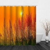 cheap Shower Curtains-Shower Curtain with Hooks 180cm*180cm(70&quot;*70&quot;) Polyester Washable Waterproof Sunrise Sunset Sea Seaside Coconut Tree Pattern