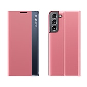 economico Cover Samsung-Custodia per telefono per Samsung Galaxy S24 S23 S22 S21 Ultra Plus A72 S25 Ultra Custodia a corpo intero Auto Sleep  Wake Up Flip magnetico con supporto di colore solido TPU PU