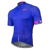 abordables Maillots pour hommes-Homme Maillot de cyclisme Espagne Drapeau national Manche Courte Cyclisme Maillot Top avec 3 poches arrière VTT Vélo tout terrain Cyclisme sur route Résistant aux UV Séchage Rapide Bandes