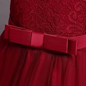 baratos Vestidos floridos-Infantil Pouco Para Meninas Vestido Floral Tecido Vestido A Line Festa Espetáculo Com Transparência Laço Branco Roxo Vinho Assimétrico Sem Manga Princesa Doce Vestidos Primavera Verão Normal 3-12 anos