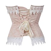 olcso Öltözetek-szett rokokó overbust fűző szőke parókák alsószoknya karika szoknya 3 db barokk ruhák női csipke haskontrol push up jacquard cosplay jelmez molett maskara farsangi esküvői party
