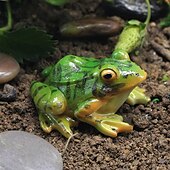 cheap Garden Sculptures&amp;Statues-2 Pieces Cute Resin Frog Garden Statue Bonsai Flowerpot Decoration Props for Desk Outdoor Garden Sculpture Decor Ornament
