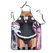 cheap Aprons-Cosplay Chef Apron For Women and Men, Kitchen Cooking Apron, Personalised Gardening Apron with Long Ties Neck Strap BBQ Drawing Crafting Aprons