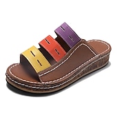 cheap Comfort Sandals-Colorful Women&#039;s Open-Toe Wedge Sandals with Cut-Out Design for Boho Summer and Casual Wear