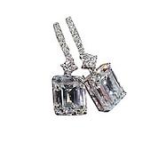abordables Pendientes-Conjuntos de aretes de plata de ley 925 para mujer, aretes colgantes rectangulares de cristal, aretes de circonita cúbica chapados en rodio