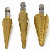 economico set di punte da trapano-3 pz hss step drill esagonale dritto scanalatura metallo punta di perforazione multifunzionale piastra di acciaio per utensili opener step di perforazione