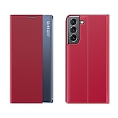 economico Cover Samsung-Custodia per telefono per Samsung Galaxy S24 S23 S22 S21 Ultra Plus A72 S25 Ultra Custodia a corpo intero Auto Sleep  Wake Up Flip magnetico con supporto di colore solido TPU PU