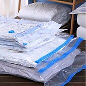 baratos armazenamento de bagagem e viagem-Pacote com 5 sacos de vácuo para viagem com bomba de vedação para roupas, cobertores, bolsa de armazenamento com válvula, borda transparente, organizador comprimido dobrável, pacote com vedação para economia de espaço em viagens