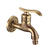cheap Wall Mount-Outdoor Faucet,Wall Mount Antique Brass Faucet,Garden Outdoor Decorative Hose 1/2 inch Connection Spigot Carving Desigh with Cold Water Only