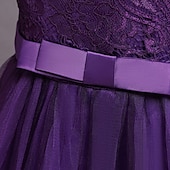 baratos Vestidos floridos-Infantil Pouco Para Meninas Vestido Floral Tecido Vestido A Line Festa Espetáculo Com Transparência Laço Branco Roxo Vinho Assimétrico Sem Manga Princesa Doce Vestidos Primavera Verão Normal 3-12 anos