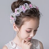 preiswerte Haarreifen &amp; Tiaras-niedliche Prinzessin Hochzeit Kopfbedeckung Blume Hochzeit Haarzubehör Perle Strass Stirnband Braut Hochzeit Diademe für Blumenmädchen und Frauen