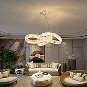 お買い得  リング＆ラウンドデザイン-60cmのユニークなデザインのシャンデリアクリスタルペンダントライトは北欧スタイルのモダンなリビングルームのダイニングルーム220-240vを導きました