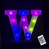 abordables 123496-LED lettre lumières signe 26 lettres alphabet avec télécommande allumer des lettres signe coloré pour veilleuse mariage/fête d&#039;anniversaire alimenté par batterie lampe de noël bar à la maison