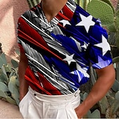abordables Día de la Independencia-Hombre veteranos Patriótico Bandera Camisetas polo Camiseta de golf Manga Corta Camisa Cuello Vuelto Casual Diario Impresión 3D Rojo Azul Piscina Verde Trébol Gris Oscuro Estampado Abotonar Ropa Moda