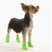 お買い得  ブーツとパウプロテクター-犬用 犬用ブーツ / シューズ レインブーツ 防水 かわいいスタイル 純色 ペット用 ゴム PVC シリコーン ブラック