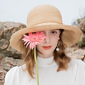 baratos Chapéu de Festa-chapéus de palha de fibra natural com bowknot 1 peça casual headpiece