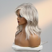 cheap Human Hair Capless Wigs-Human Hair Blend Wig Medium Length Natural Wave Side Part Layered Haircut Asymmetrical With Bangs Blonde Cosplay Curler &amp; straightener Natural Hairline Capless Burmese Hair Women&#039;s All Golden Brown