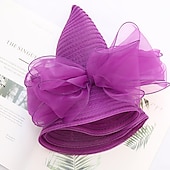 billige Partyhatter-Kentucky Derby Hatt Hatter Organza Halmsupphatt Halmlue Solhatt Uformell Ferie Melbourne Cup Cocktail Royal Ascot Vintage Stil Elegant Med Sløyfebånd Applikasjoner Hodeplagg Hodebekledning Race Day