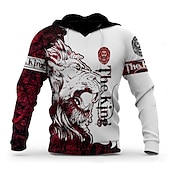 economico Pattern 3D-Per uomo Grafico Animale Blocco di colori Felpa con Cappuccio Felpe con cappuccio Felpa Streetwear Designer Casual Grande e Alto Manica Lunga Con Cappuccio Sport &amp; Outdoor Quotidiano Rosa Rosso Verde