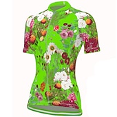 お買い得  ウィメンズジャージ-女性用 サイクリングジャージー パターン柄 花 植物 フラワー 半袖 バイク ジャージー 3つのリアポケット付き マウンテンサイクリング ロードバイク 速乾性 ソフト 反射性ストリップ 後ポケット スポーツ ブラック イエロー スカイブルー 衣類