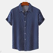 preiswerte Sommer-Hawaii-Hemden für Herren-Herren Hemd Sommerhemd Knopfhemd Strandhemd Hawaiihemd Sommerhemd Schwarz Weiß Armeegrün Blau Kurzarm Punkt Umlegekragen Outdoor Strasse Button-Down Bekleidung Modisch Brautkleider schlicht