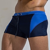 baratos calções de banho e calções de surf-Homens Calção Justo de Natação Shorts de Natação Secagem Rápida Leve Bermuda de Surf Roupa de banho Com Cordão Natação Surfe Praia Esportes Aquáticos Retalhos Verão