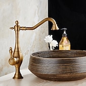 Χαμηλού Κόστους Βρύσες Κουζίνας-βρύση κουζίνας, ψηλό τόξο μονή λαβή με μία οπή περιστρεφόμενη τυπική ρετρό βρύση κουζίνας (αντίκες ορείχαλκος/ σφαίρα)