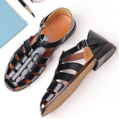 preiswerte Kleidungs-Sandalen-Herren-Fischersandalen aus braunem Kunstleder mit geschlossener Spitze und Schnallenriemen – lässige, atmungsaktive Sommerschuhe für draußen und den Alltag