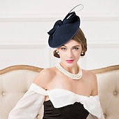 billige Fascinatorer-Fascinatorhatter Hodeplagg Ull Skålformet Hatt Bryllup Hesteveddeløp Damenes Dag Cocktail Elegant Med Hodeplagg Hodebekledning kle deg å imponere Veddeløpsdag Kjole