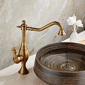 Χαμηλού Κόστους Βρύσες Κουζίνας-βρύση κουζίνας, ψηλό τόξο μονή λαβή με μία οπή περιστρεφόμενη τυπική ρετρό βρύση κουζίνας (αντίκες ορείχαλκος/ σφαίρα)