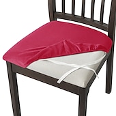 abordables Funda para silla de comedor-Fundas de asiento de terciopelo para comedor, color burdeos, elásticas, ajustadas, tapizadas, para sillas de comedor, fundas protectoras de muebles extraíbles y lavables con lazos