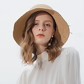 baratos Chapéu de Festa-chapéus de palha de fibra natural com bowknot 1 peça casual headpiece
