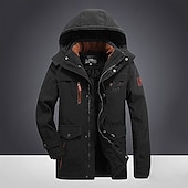 preiswerte Daunenjacken &amp; Parkas für Herren-Herren Wintermantel puffer jacket Winterjacke Tasche Full Zip Outdoor Täglich Lang Sport Brautkleider schlicht warm Atmungsaktiv Herbst Winter Feste Farbe Schwarz Armeegrün Königliches Blau Khaki