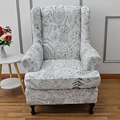 baratos Tampa da poltrona e capa de cadeira sem braço-Capa de cadeira de asa elástica capa de cadeira de asa capas de cadeira de asa de tecido spandex capas de poltrona com capa de almofada de assento para decoração de quarto de sala de estar