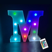 abordables 123496-LED lettre lumières signe 26 lettres alphabet avec télécommande allumer des lettres signe coloré pour veilleuse mariage/fête d&#039;anniversaire alimenté par batterie lampe de noël bar à la maison