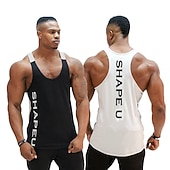 billiga Löpar-T-shirts och linnen-Herr Bokstav Linne för jogging Träningslinne Undertröja Sommar Ärmlös Ledigt Gata Snabb tork Andningsfunktion Gymträning Löpning Yoga Svart Armégrön Röd Sportkläder Sportkläder