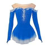 voordelige Schaatsjurken-Kunstschaatsjurk Dames Voor meisjes Schaatsen Jurken Geel Roze Donker paars Lapwerk Netstof Spandex Hoge Elasticiteit Wedstrijd Kunstschaatskleding Kristal / Bergkristal Stom licht Modieus Lange mouw