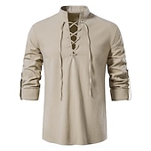 abordables Hauts-Médiéval Renaissance 17ème siècle Longueur moyenne Blouse / Chemise Costume de cosplay Ren Faire Chevalier Viking Chevalier Celtique Cordon de serrage Couleur Unie Homme Pirate Fantaisie Halloween