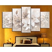 cheap Botanical/Floral Prints-5 Panels Wall Art Canvas Prints Painting Artwork Picture Lily Floral Plant Home Decoration Décor Rolled Canvas No Frame Unframed Unstretched