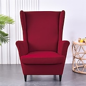 cheap Armchair Cover &amp; Armless Chair Cover-Solid Color Stretch Wingback Chair Cover Burgundy Wing Chair Slipcovers Spandex Fabric Wingback Armchair Cover with Seat Cushion Cover for Living Room BedroomFit