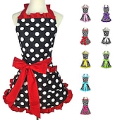 abordables delantal-delantal de chef de algodón para mujeres y hombres, delantal de cocina, delantal de jardinería personalizado lunares salón pinafore delantal vintage regalo de la madre