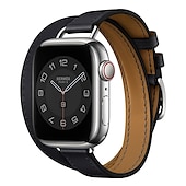 رخيصةأون عصابات Apple Watch-جولة مزدوجة متوافق مع Apple Watchband 38 مم 40 مم 41 مم 42 مم 44 مم 45 مم 49 مم مشبك معدني قابل للتعديل جلد اصطناعي استبدال حزام الساعة إلى iwatch Ultra 2 Series 9 8 7 SE 6 5 4 3 2 1